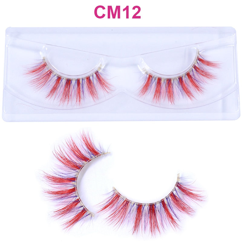 3D 5D Real Mink Strip Fake Colored Eyelashes