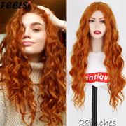 FEELSI Synthetic Pure Long Water Wave Halloween Wig