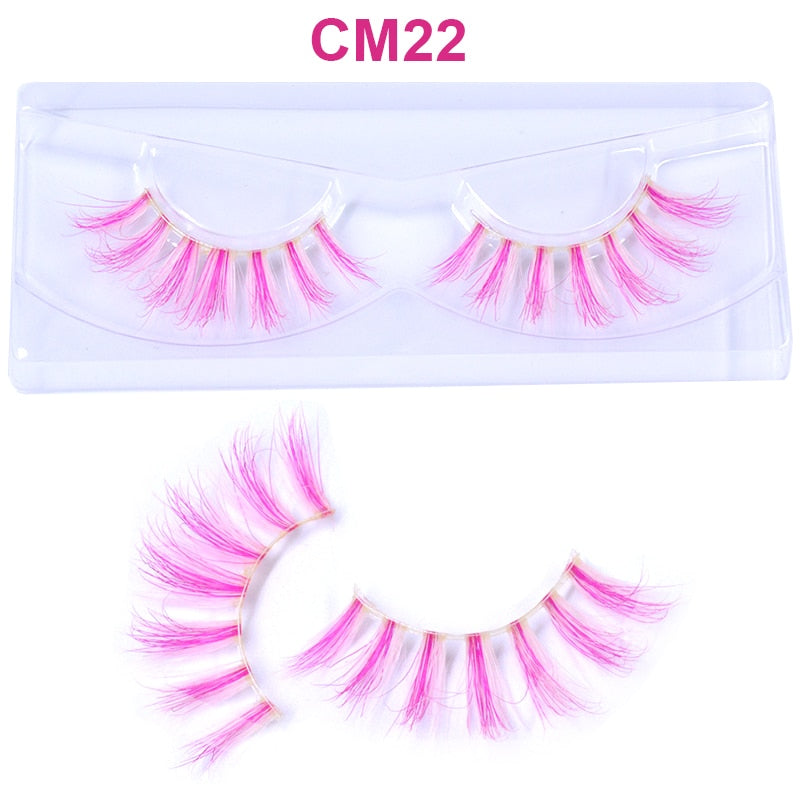 3D 5D Real Mink Strip Fake Colored Eyelashes