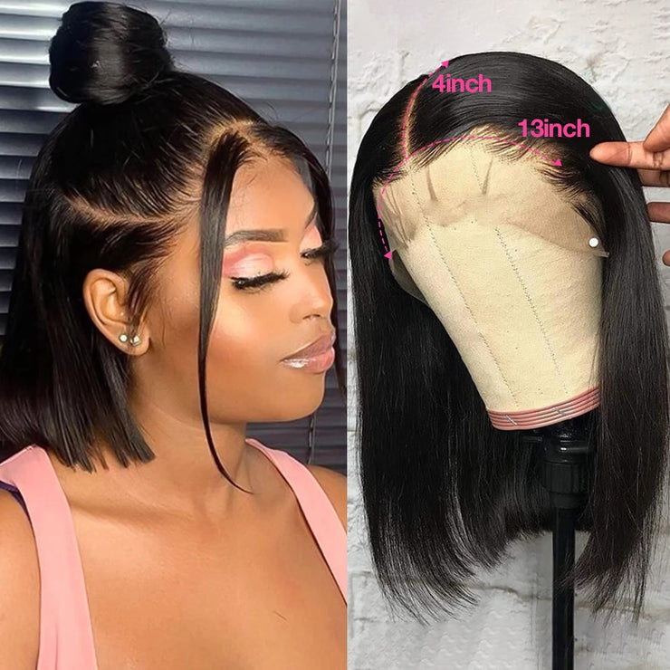 Short Straight Bob Lace Front Human Hair Wigs