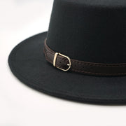 Flat Top Belt Buckle Decorated ladies Fedora