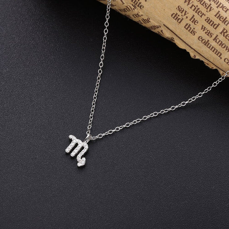 100% Sterling Silver 12 Star Zodiac Sign Pendant Necklaces