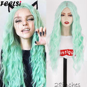 FEELSI Synthetic Pure Long Water Wave Halloween Wig