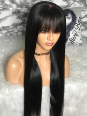 100% Fringe Human Hair Remy Bone Straight Wigs