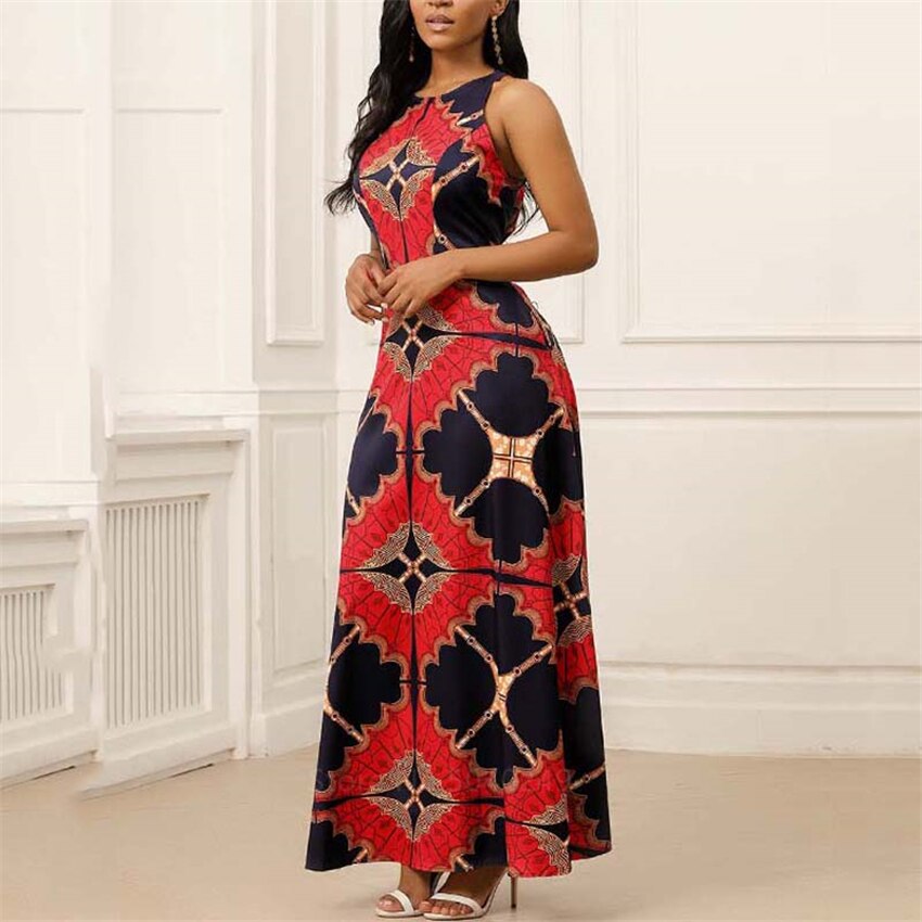 Dashiki Print Maxi Dress