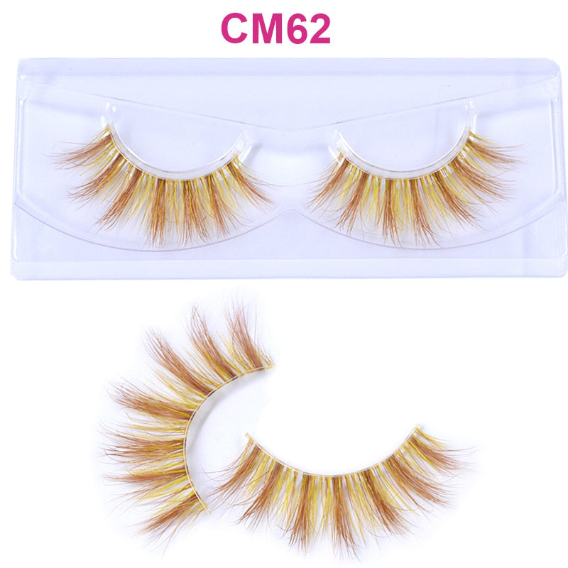 3D 5D Real Mink Strip Fake Colored Eyelashes