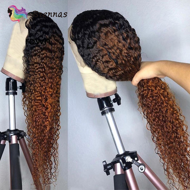 4x4 & 13x4 Ombre Brazilian Curly Lace Front Human Hair Wigs