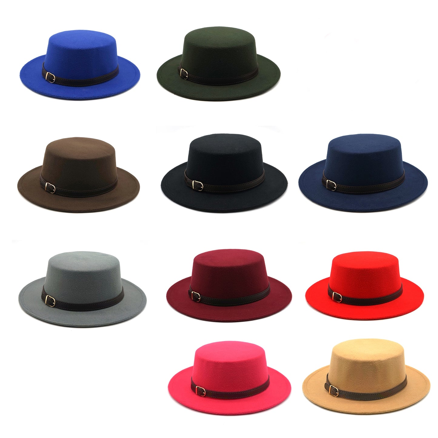 Flat Top Belt Buckle Decorated ladies Fedora