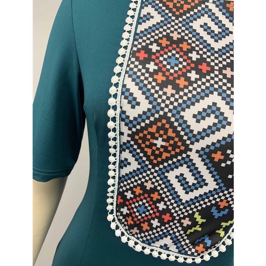 Dashiki Short Sleeve Bodycon Pencil Dress