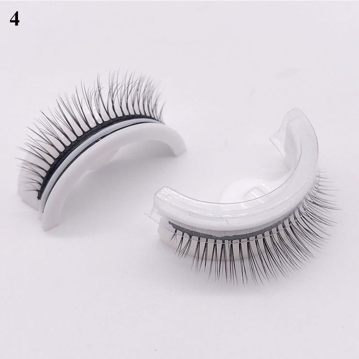 1pair Self-adhesive False Eyelashes Glue Free 3d Strip