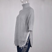 Turtleneck Pullover Irregularly Knitted Sweater