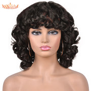 Short Curly Afro Wig with Bangs High Temperature Fiber