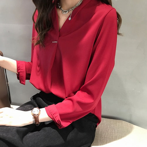 Long Sleeve Chiffon Blouses