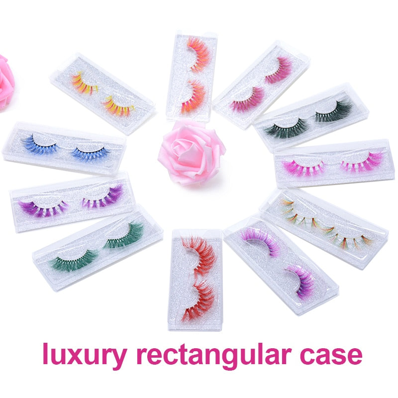 3D 5D Real Mink Strip Fake Colored Eyelashes