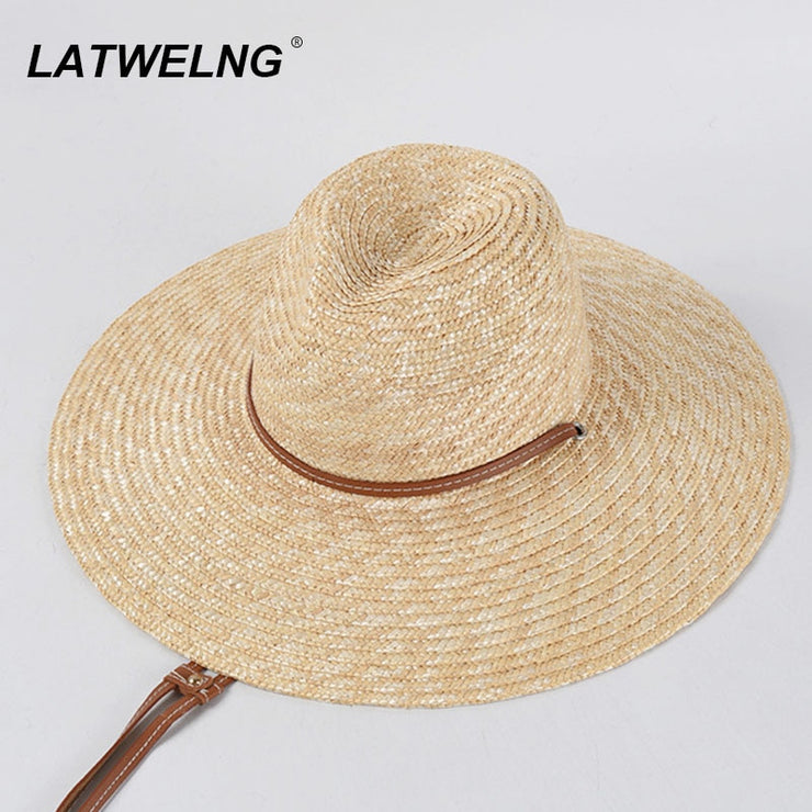 Belt Strap Straw Wide Brim Panama Hats