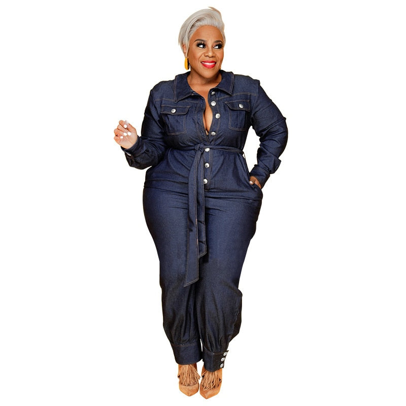 One Piece Denim Pants Suit