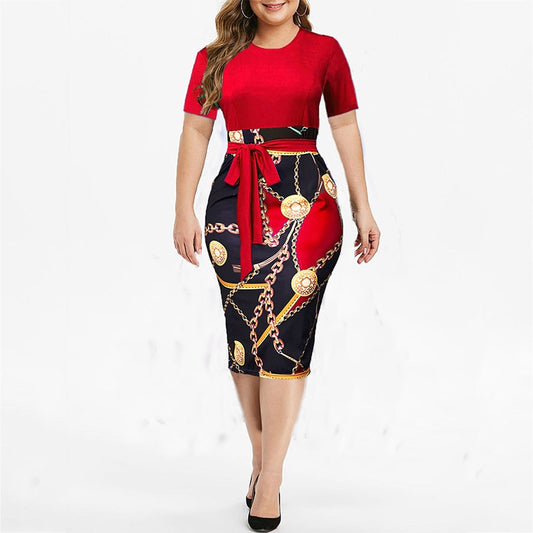 2pc Short Sleeve Robe Midi Dresses