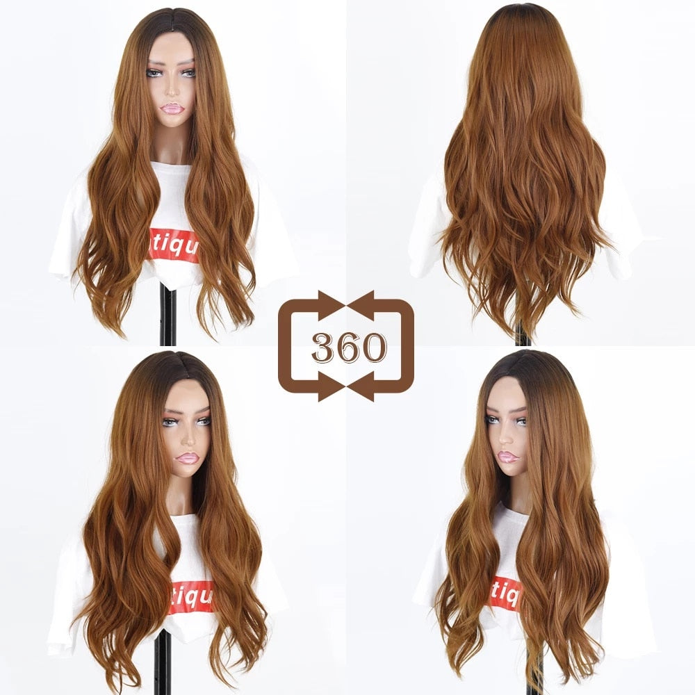 FEELSI Synthetic Pure Long Water Wave Halloween Wig