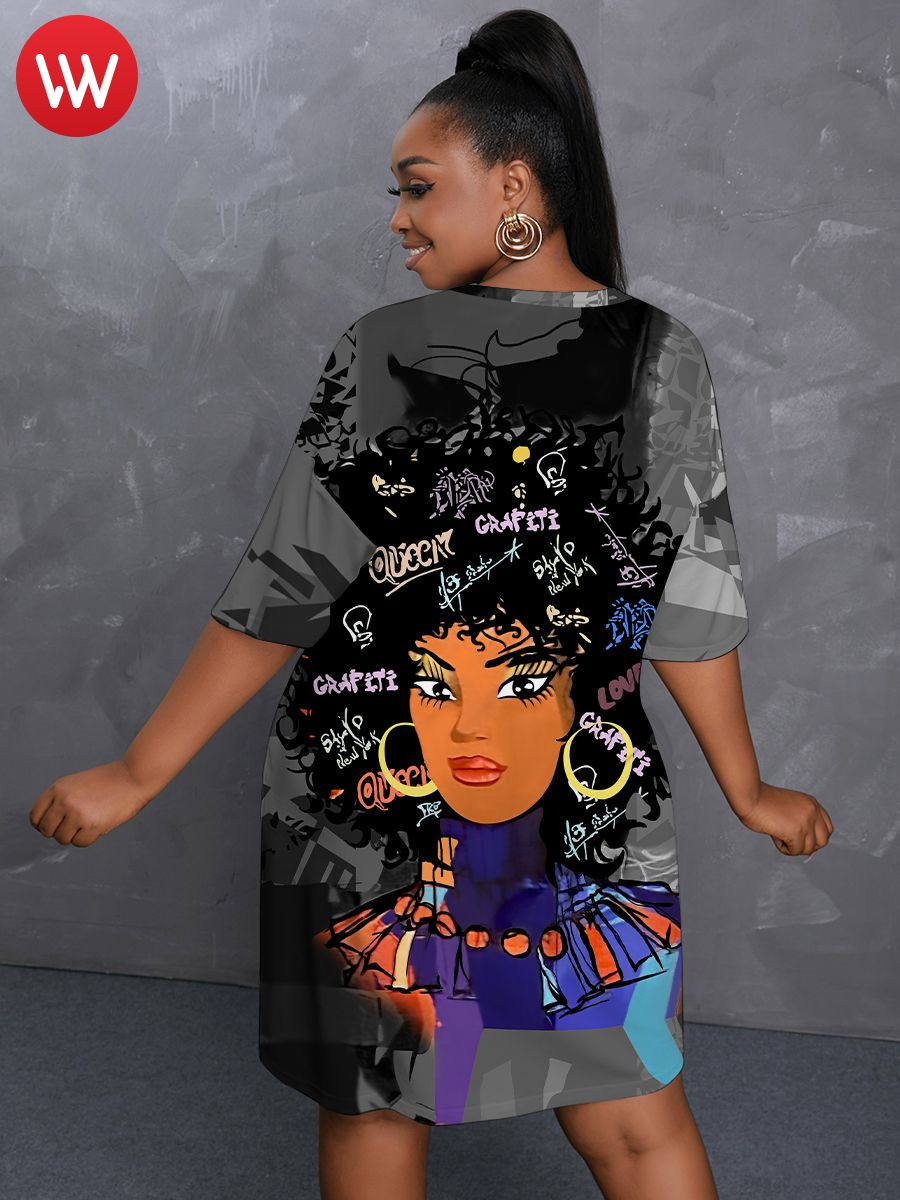 LW Dropped Shoulder Mini Terylene Cartoon Print