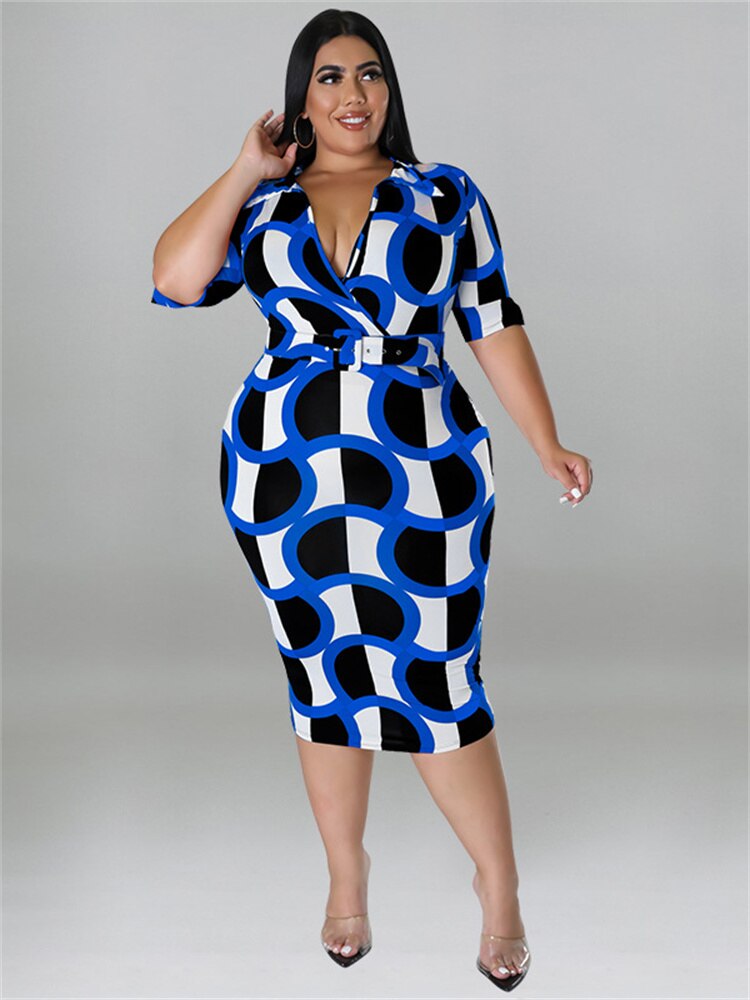 Office Lady Patterned Bodycon Dresses