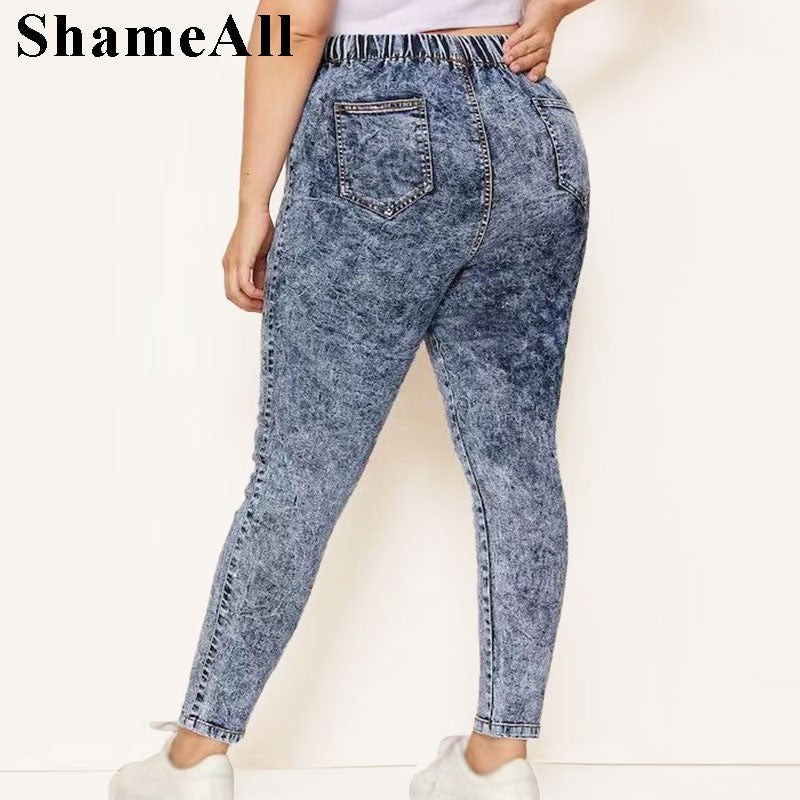 Denim Wash Pencil Pants