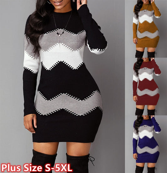 Knitted Long Sleeved Sweater Dress