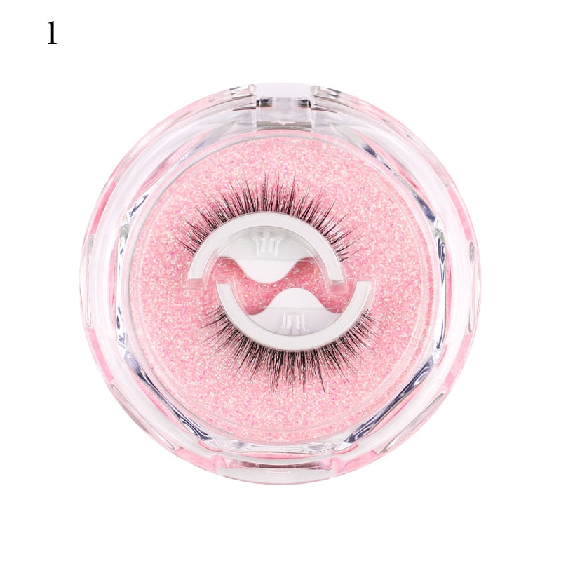 1pair Self-adhesive False Eyelashes Glue Free 3d Strip