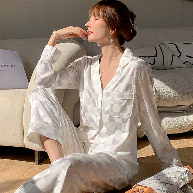 2PC Loungewear Silk Lingere Pajamas Sets