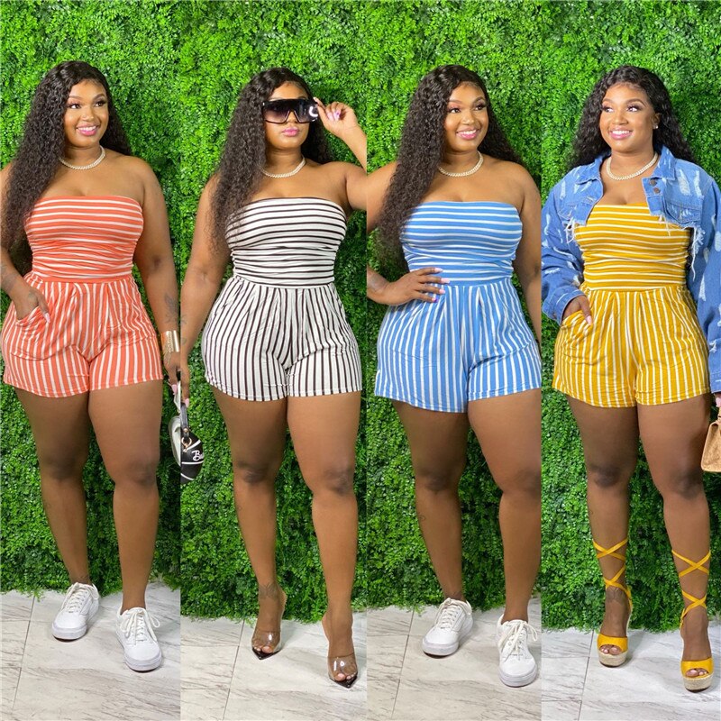 Off Shoulder Striped Bodysuits