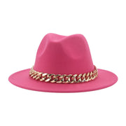 Unisex Thick Gold Chain Band Fedora Hats