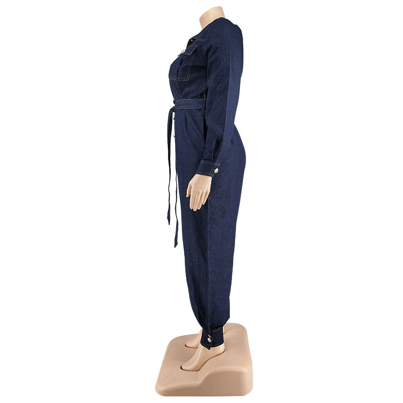 One Piece Denim Pants Suit