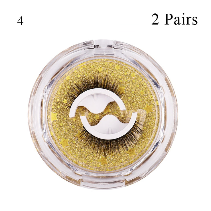 1pair Self-adhesive False Eyelashes Glue Free 3d Strip