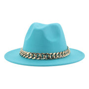 Unisex Thick Gold Chain Band Fedora Hats