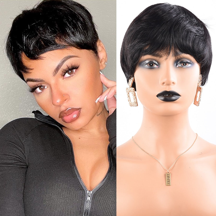 Human Hair Pixie Cut Brazilian Remy Wigs