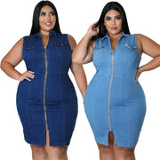 Sleeveless Denim Zipper Dress