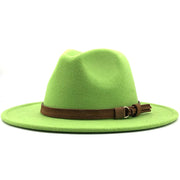 Unisex Kids & Parents Wide Brim Leather Ribbon Fedora