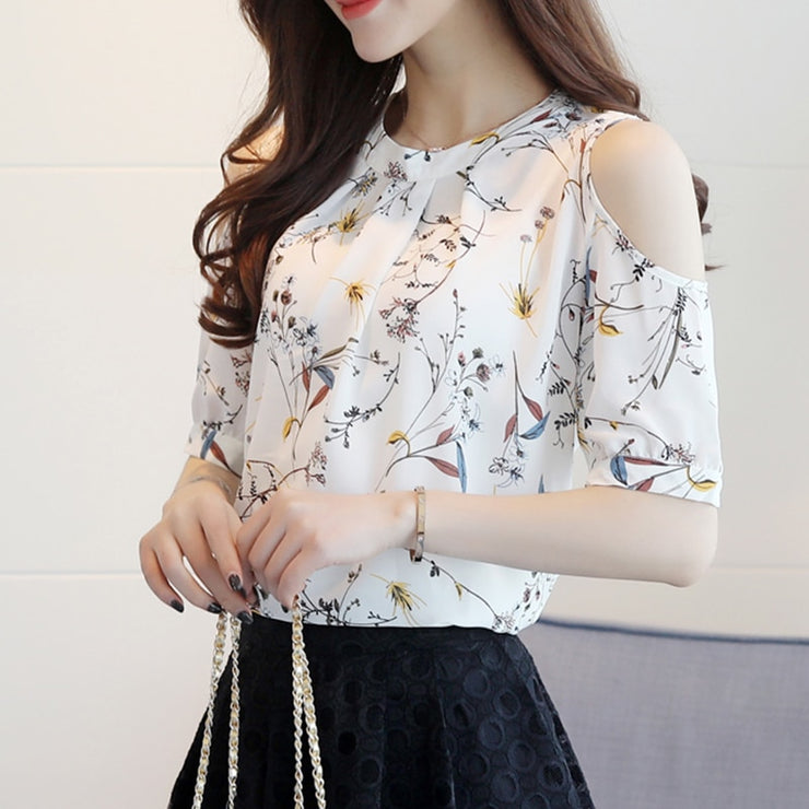 Open Shoulder Floral Blouses