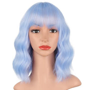 Synthetic Wavy Wig with Bangs Heat Resistant