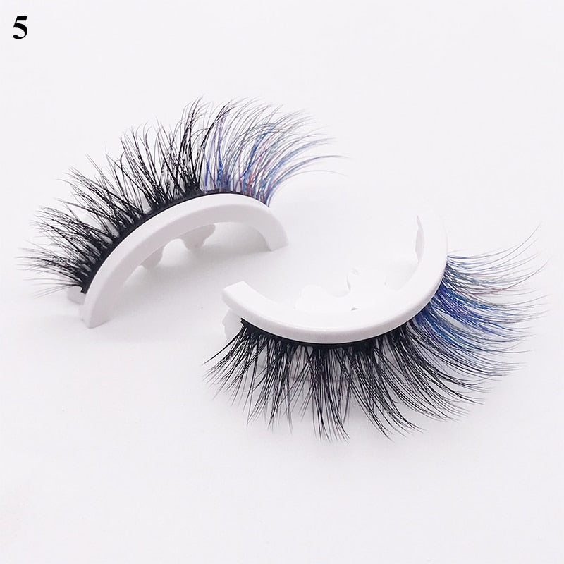 1pair Self-adhesive False Eyelashes Glue Free 3d Strip