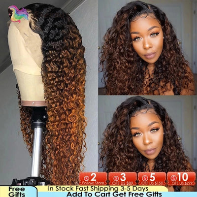 4x4 & 13x4 Ombre Brazilian Curly Lace Front Human Hair Wigs