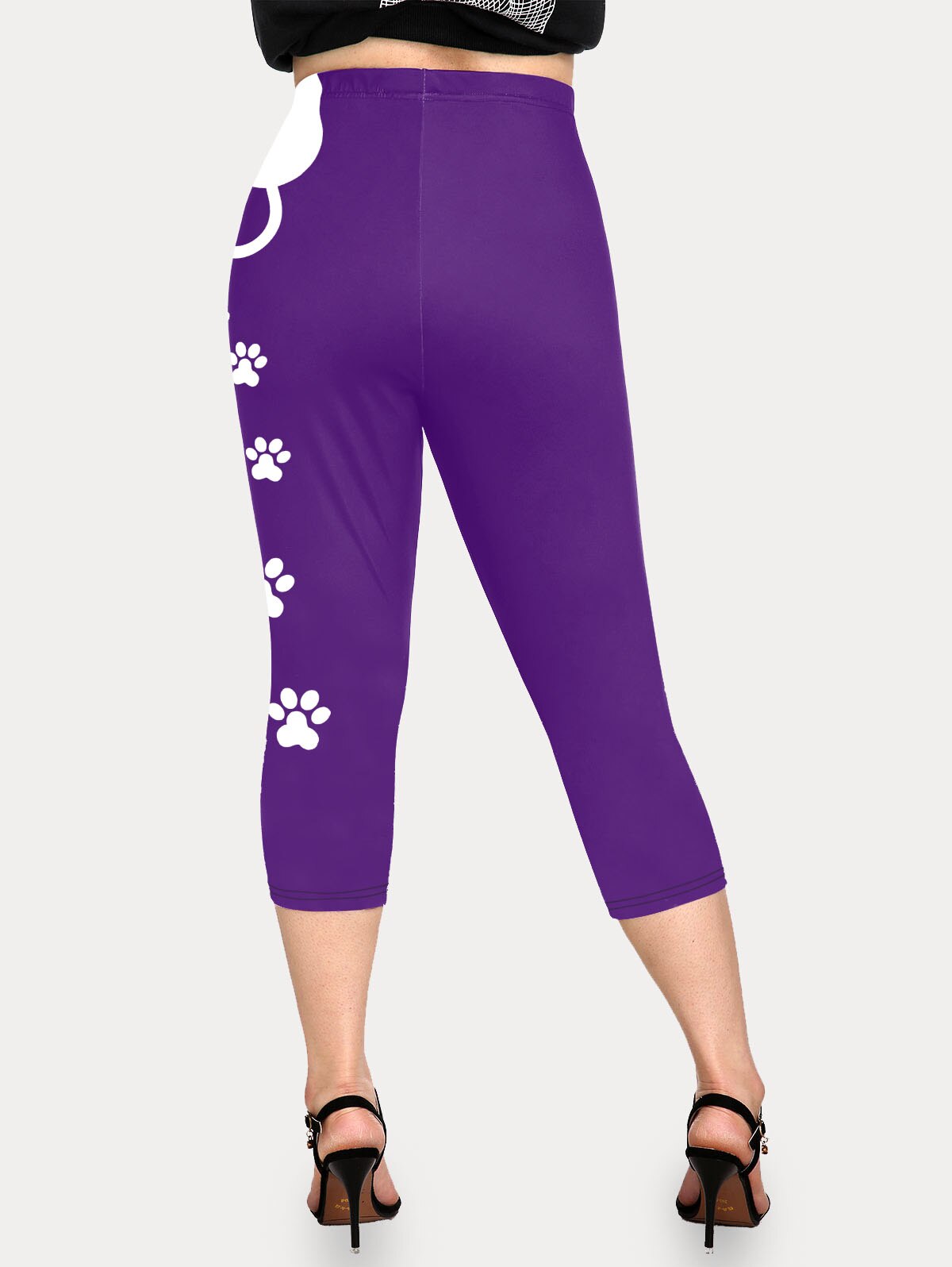 ROSEGAL Cat-Paw Printed Capri Leggings