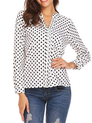 OL V-neck Polka Dot Blouses