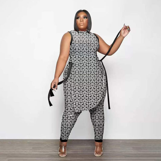 2 Piece Sleeveless Pants Suit