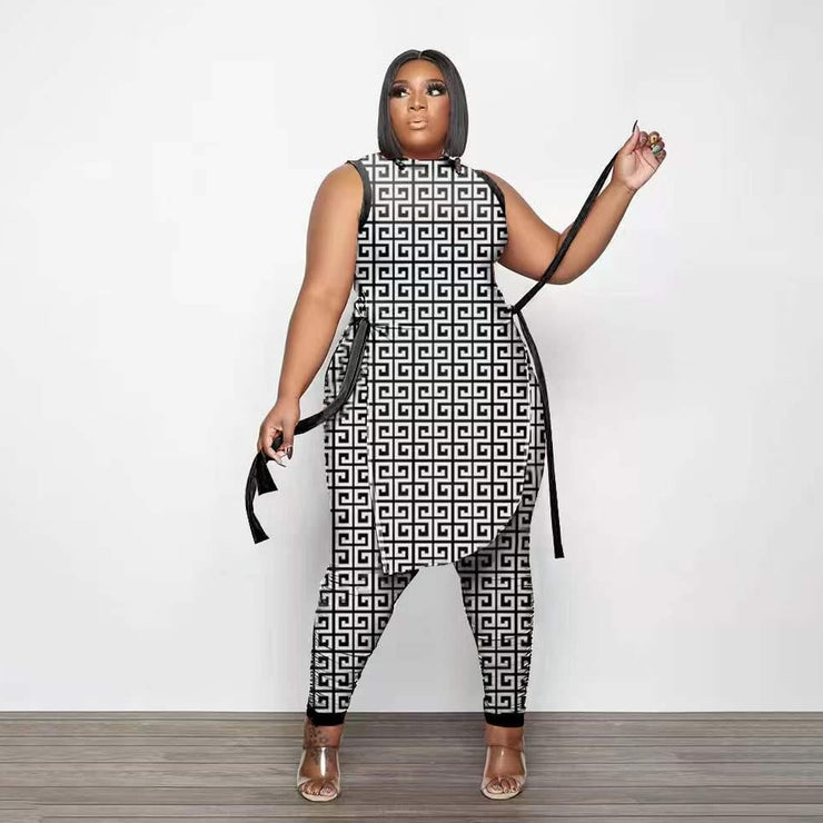 2 Piece Sleeveless Pants Suit