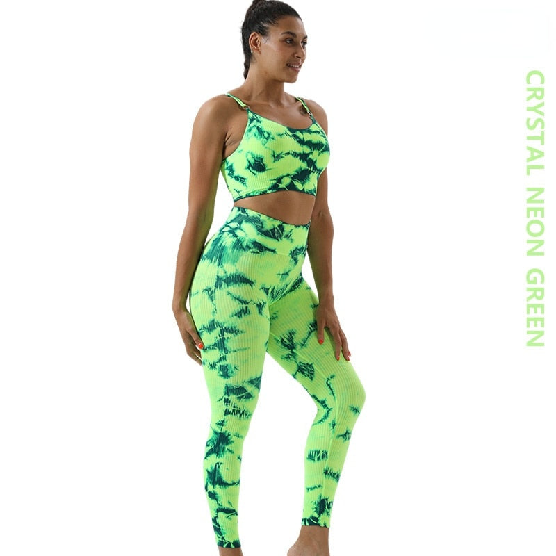 2pc Seamless Tie-dye Yoga Suit Sets