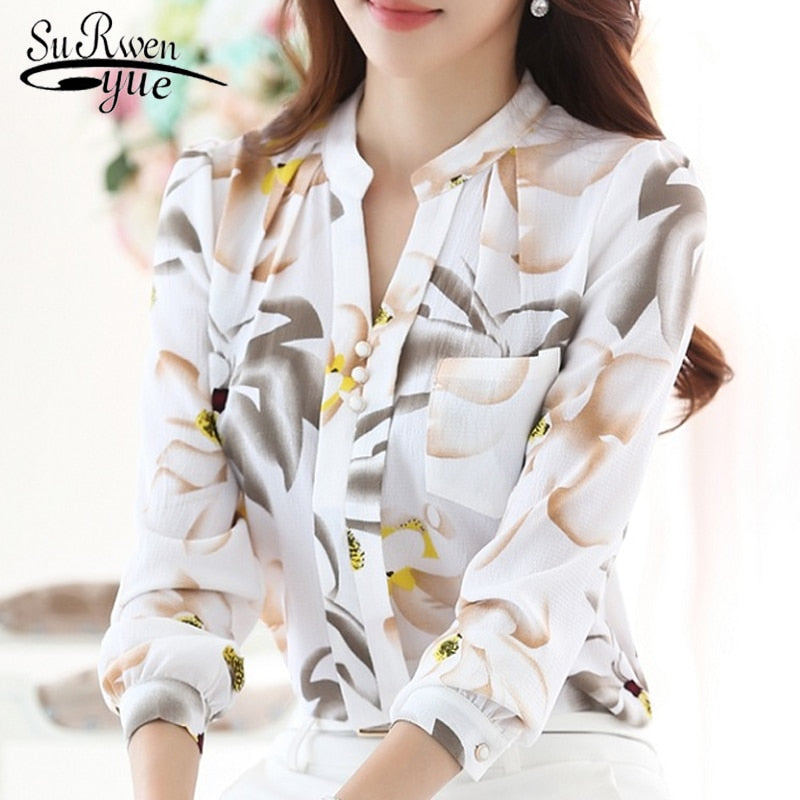 V-Neck Chiffon Blouse