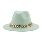 Unisex Thick Gold Chain Band Fedora Hats