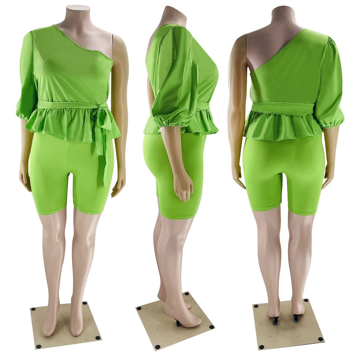 Solid Color 3 Different Style Blouses & Short Sets