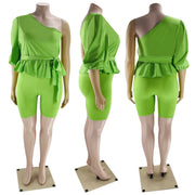 Solid Color 3 Different Style Blouses & Short Sets