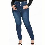 Button Up Skinny High Waist Stretch Denim Jeans